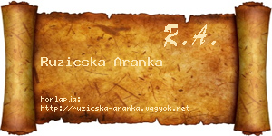 Ruzicska Aranka névjegykártya