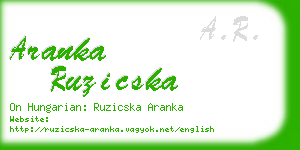 aranka ruzicska business card